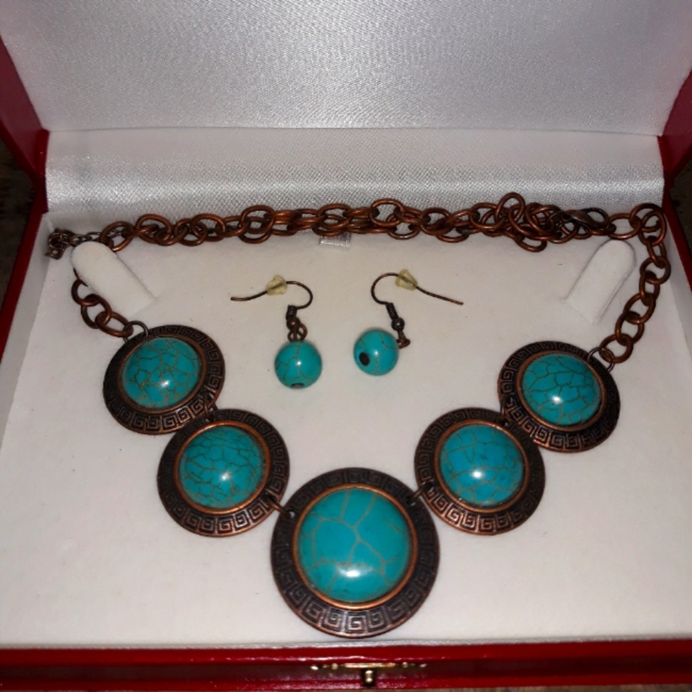 Turquoise Statement necklace and earrings